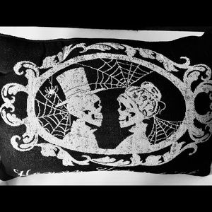 Halloween Victorian Skeleton Couple Throw Pillow